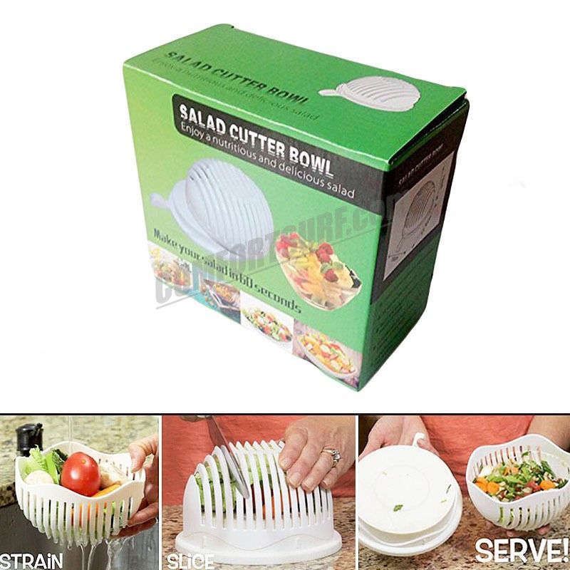 60 Second Salad Maker Fruit Slicer Healthy Fresh Vegetable Cutter Bowl Tools Easy Cooking
