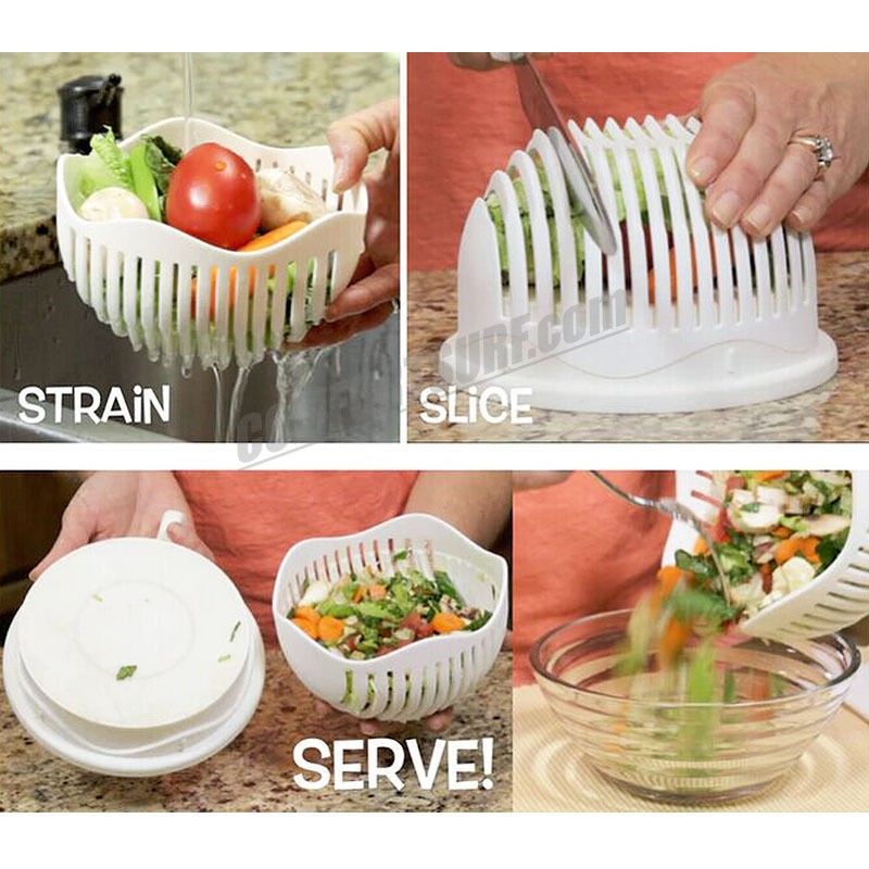 60 Second Salad Maker Fruit Slicer Healthy Fresh Vegetable Cutter Bowl Tools Easy Cooking