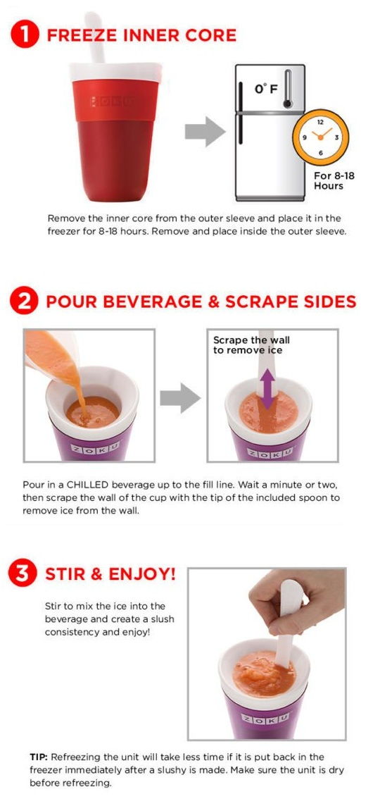 Zuko Coloful Summer Instant Freeze Slush & Shake Smoothies Ice-Cream Milkshake Maker