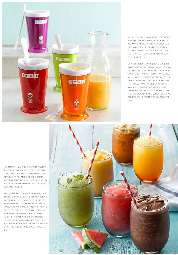 Zuko Coloful Summer Instant Freeze Slush & Shake Smoothies Ice-Cream Milkshake Maker