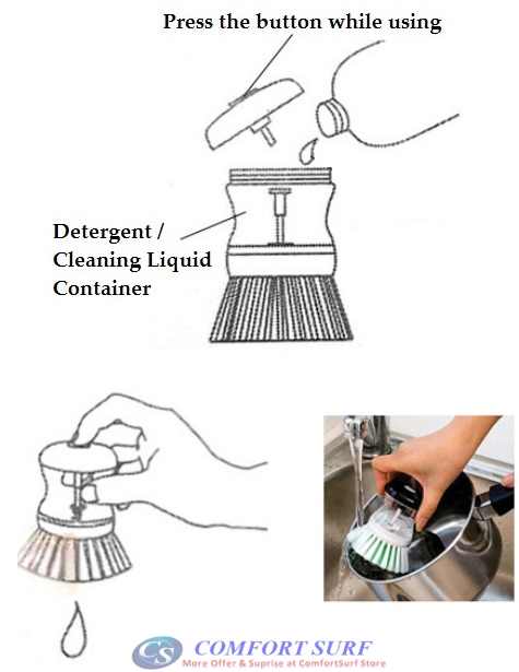 Creative & Convenient Liquid Presser Dishwashing Kitcheb Home Cleaning Brush