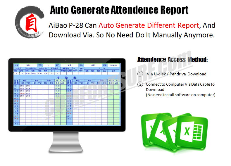 ORIGINAL AIBAO P-28 Quality Biometric Fingerprint Time Attendance System Device