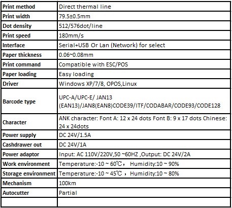 New 80mm GPrinter GP-C881 GST POS Cash Register Receipt Themal Printer Auto Cut