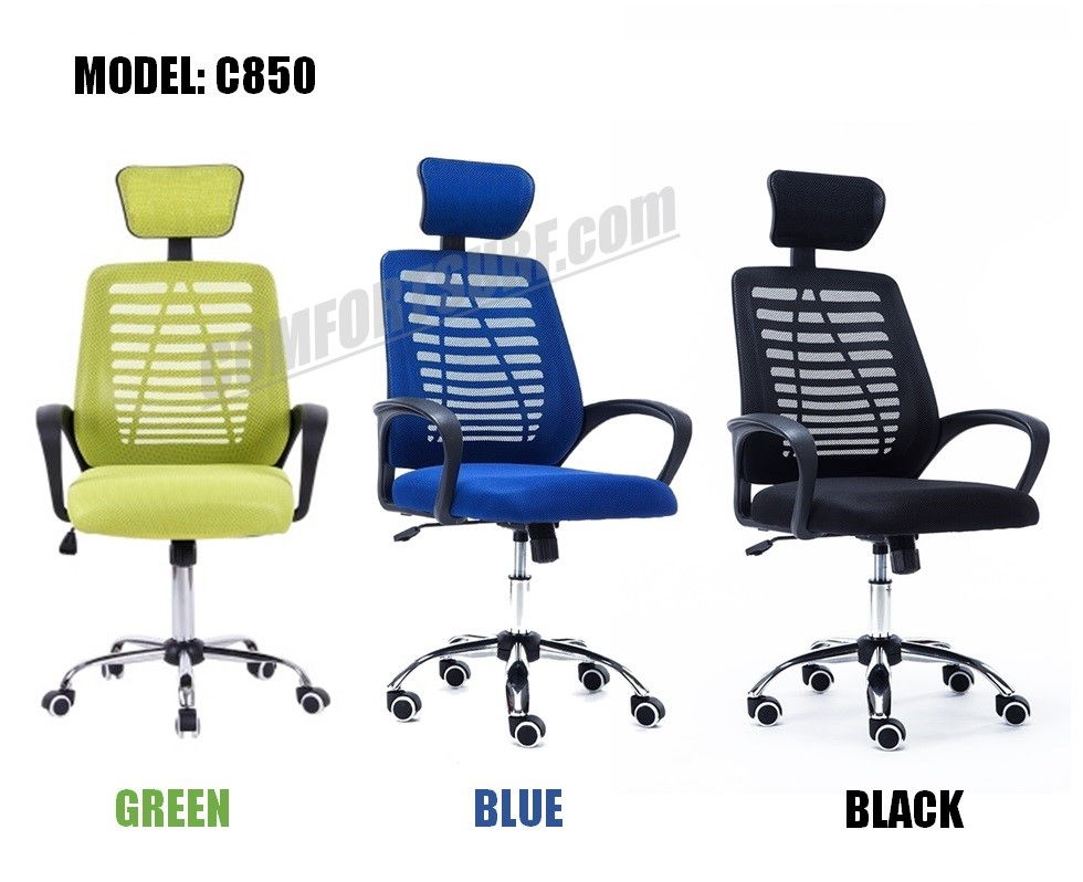 C850 Adjustable Seat Height Ergonomic Office Home Large Classy Swivel Mesh Comfort Office Chair Kerusi Pejabat