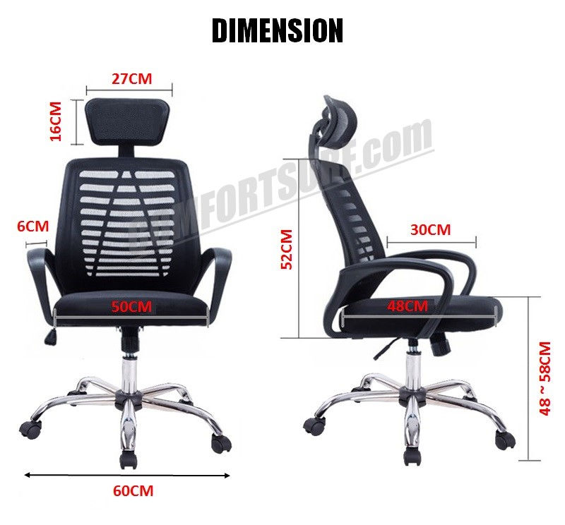 C850 Adjustable Seat Height Ergonomic Office Home Large Classy Swivel Mesh Comfort Office Chair Kerusi Pejabat