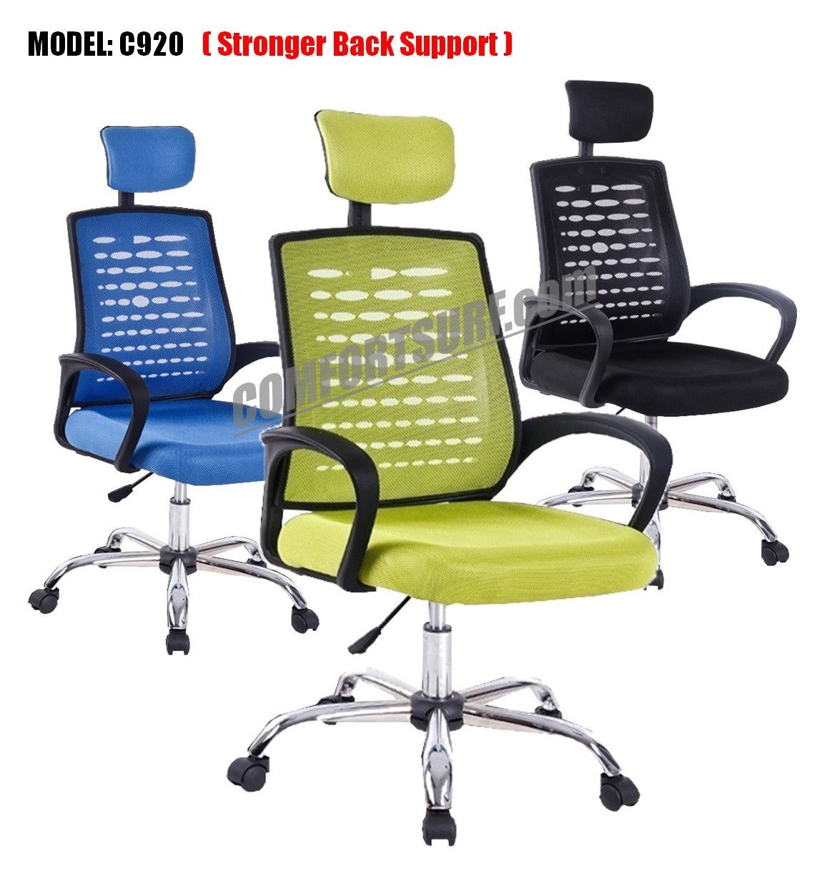 C920 Adjustable Seat Height Ergonomic Office Home Large Classy Swivel Mesh Comfort Office Chair Kerusi Pejabat