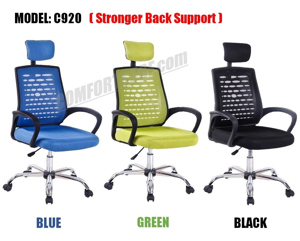 C920 Adjustable Seat Height Ergonomic Office Home Large Classy Swivel Mesh Comfort Office Chair Kerusi Pejabat