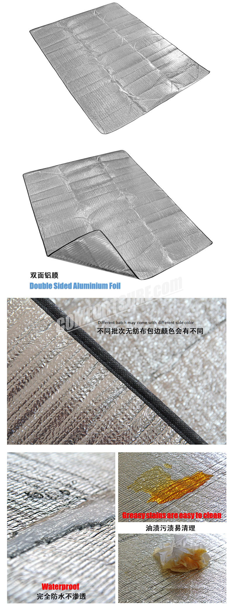 Portable Outdoor Camping Waterproof Aluminium Foil Film Tent Sleeping Floor Eva Mat + FREE Carry Bag