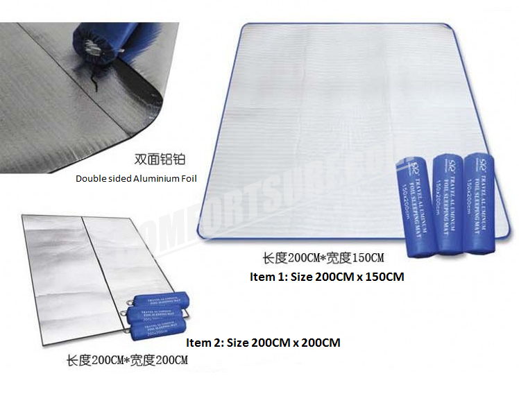 Portable Outdoor Camping Waterproof Aluminium Foil Film Tent Sleeping Floor Eva Mat + FREE Carry Bag