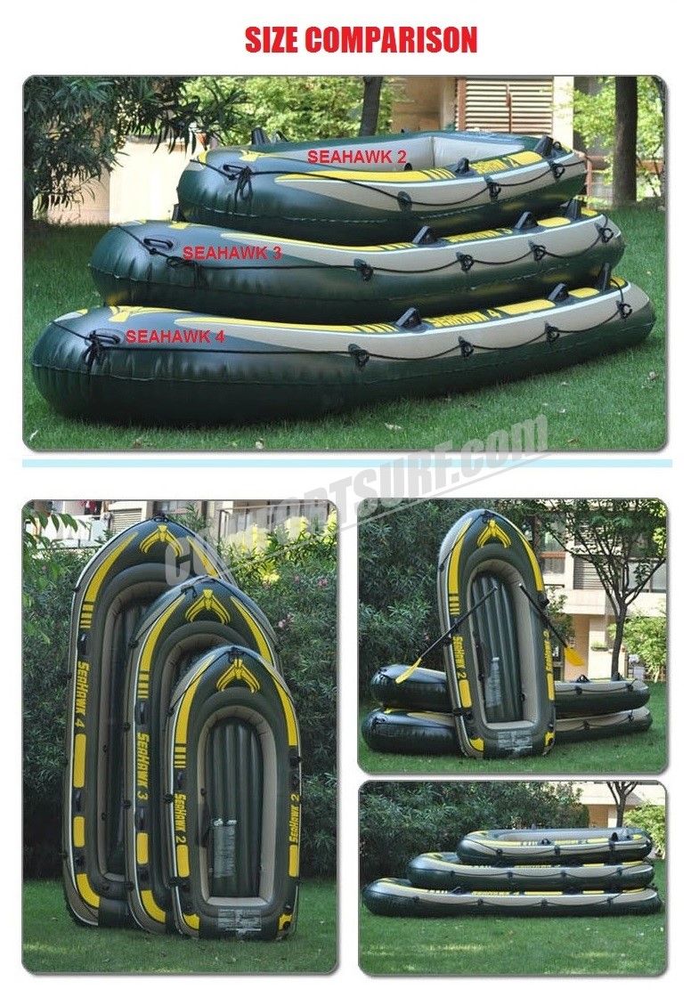 SEAHAWK 2 INTEX 68347 2 Persons Inflatable Boat Set With French Oars and High Output Hand Pump