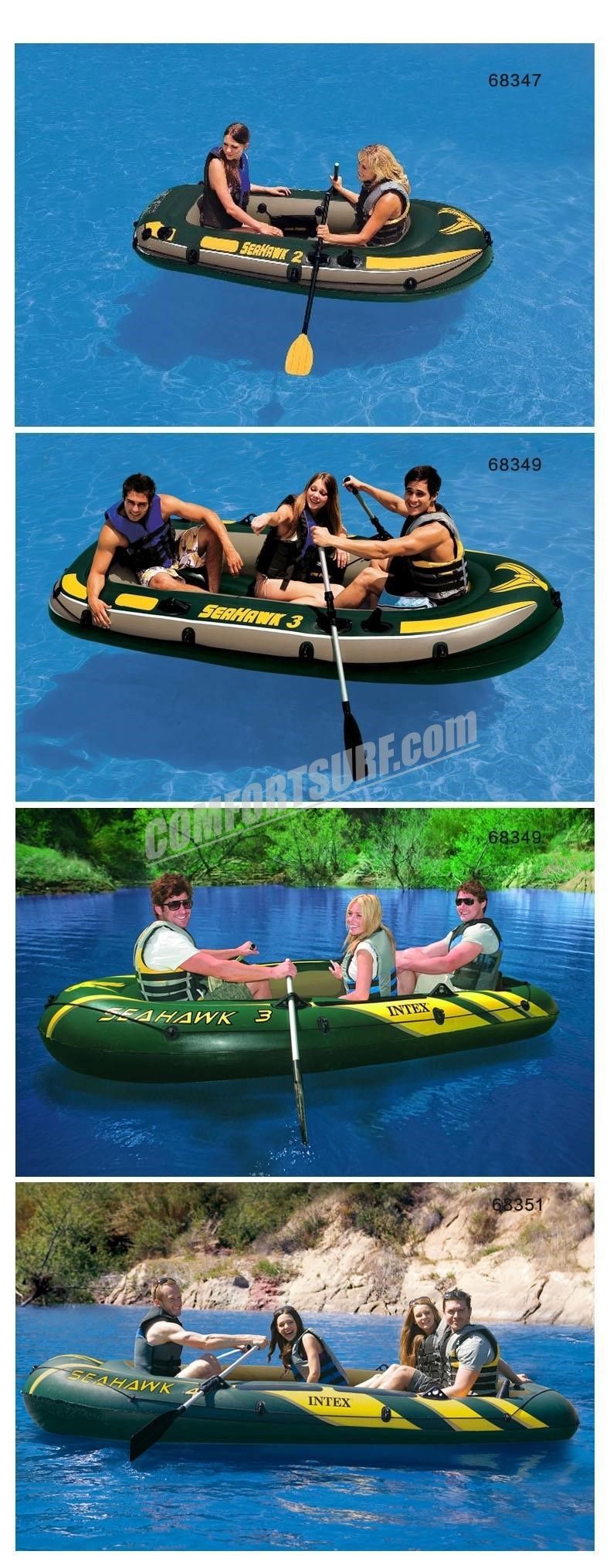 SEAHAWK 2 INTEX 68347 2 Persons Inflatable Boat Set With French Oars and High Output Hand Pump