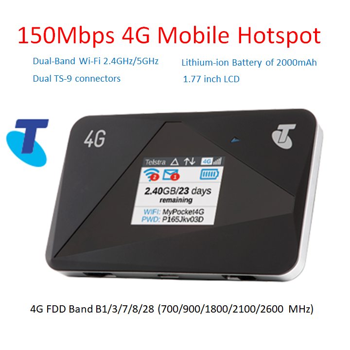 Netgear AirCard 785S AC785s Telstra  4G My Pocket Wi-Fi Ultimate 4G LTE Cat4 (Rel. 9) Mobile Hotspot WiFi Mobile Broadband Hotspot with Super Fast 150Mbps 4G LTE Portable Car WiFi