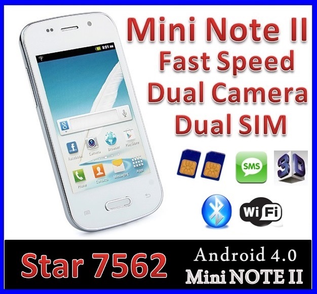 Star Mini 7652 Galaxy S3 Mini Note II Android smartphone