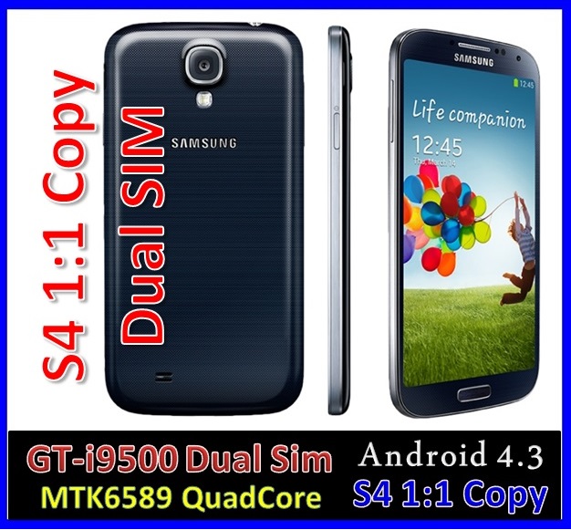 Samsung S4 i9500 1:1 Copy Dual Sim MTK6589 QuadCore 12.0 Mpixel 5 inch Android 4.3