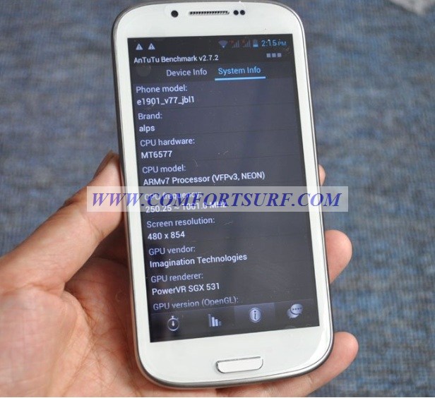 Star S9300
MTK6577 Galaxy S3 15GHz Dual Core Smart Phone
Android 4.1.1 Jelly Bean