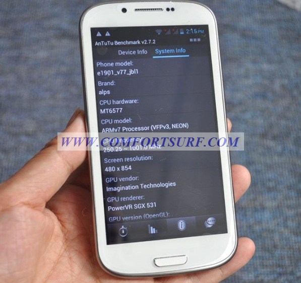 Star S9300
MTK6577 Galaxy S3 15GHz Dual Core Smart Phone
Android 4.1.1 Jelly Bean