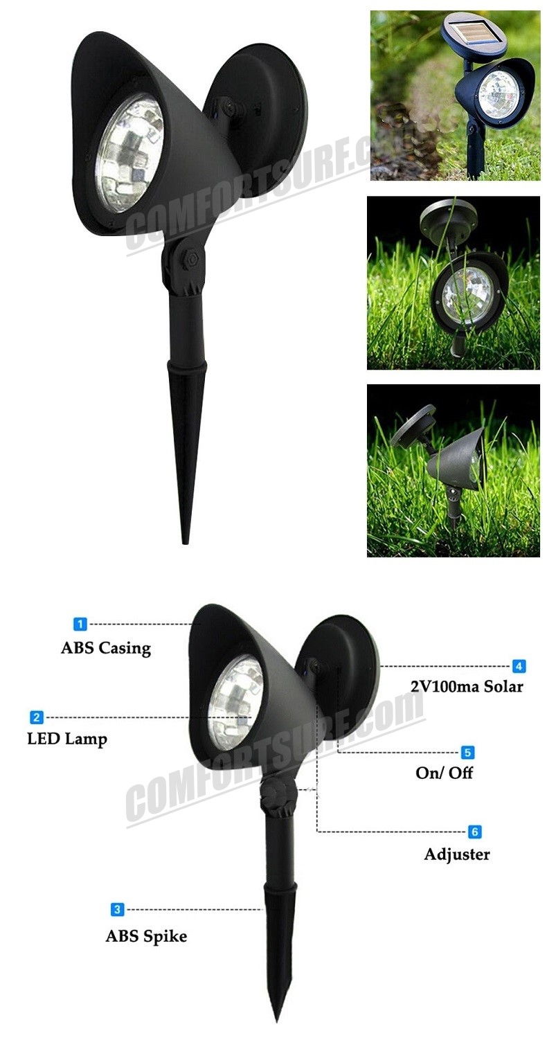 Set of 2pcs, MaxSolar SL019 Solar 4-LED Garden Lamp Spot Light Lawn Landscape Party Path Outdoor Spotlight