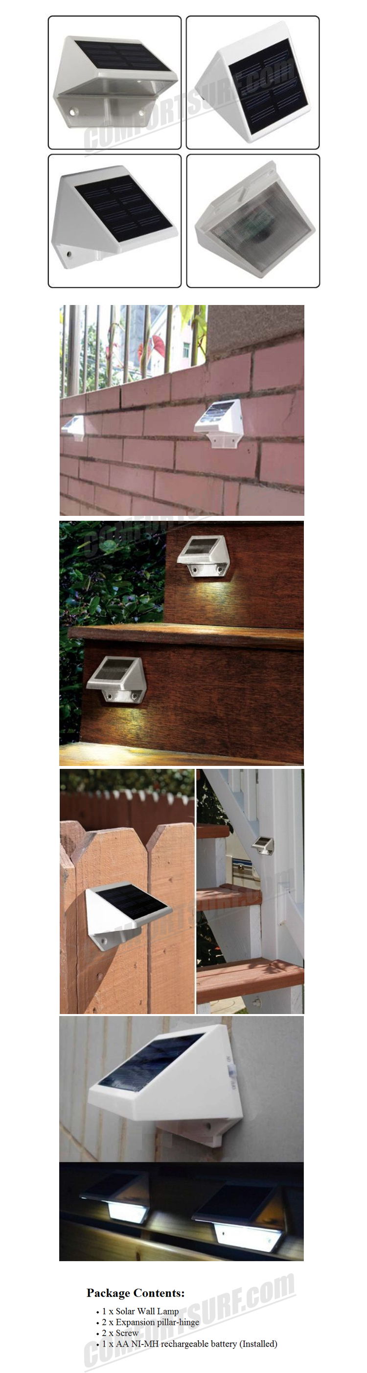 MaxSolar SL020 4x LED Solar Powered Stairs Pathway Fence Garden Security Lamp Outdoor Waterproof Light