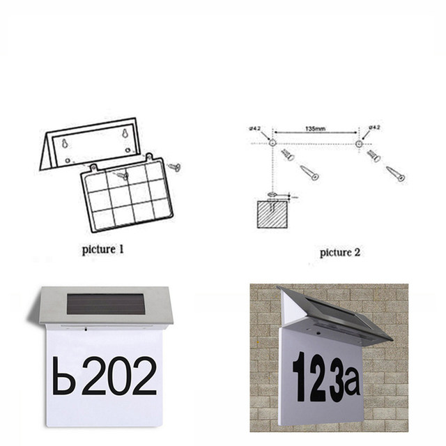 MaxSolar SL029 Solar Powered Back LIT Lighted Sign House Number Plaque Lampu Rumah