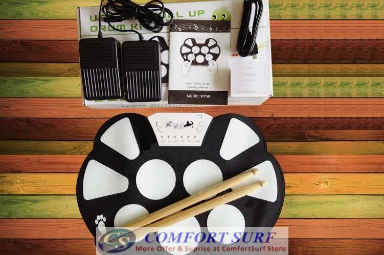 Portable Multifunction Professional Roll Up Electronic Drum Musical Instrumnet With Pedal Expansion