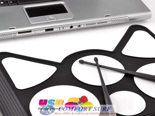 Portable USB Roll Up Electronic Drum Child Kids Musical Instrumnet Work with computer