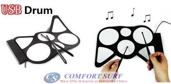 Portable USB Roll Up Electronic Drum Child Kids Musical Instrumnet Work with computer