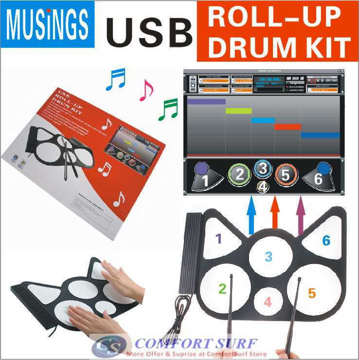 Portable USB Roll Up Electronic Drum Child Kids Musical Instrumnet Work with computer