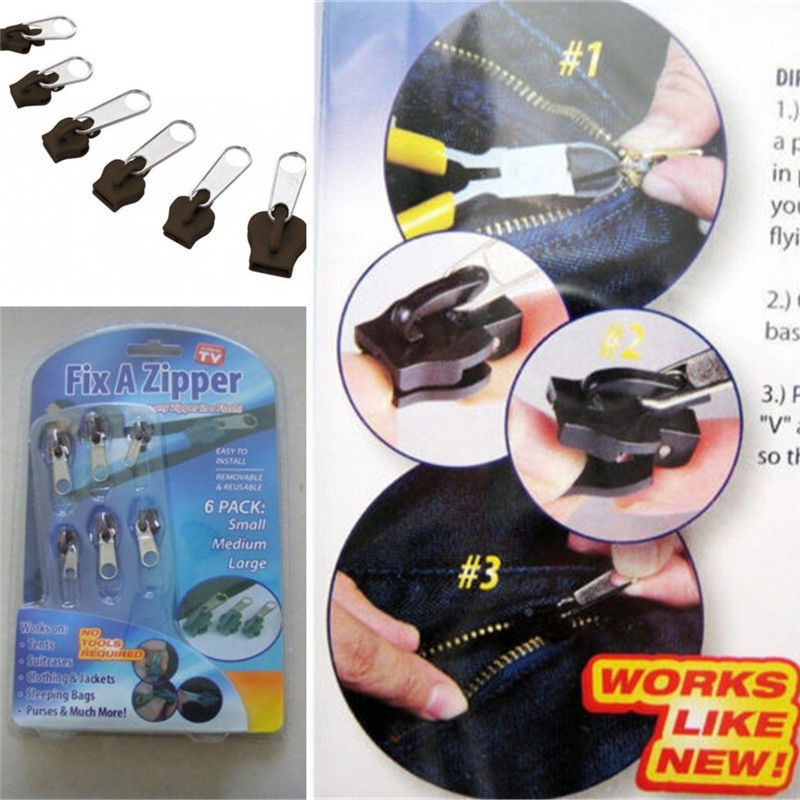 Fix A Zipper Zip Slider Rescue Instant Repair Kit Replacement AS SEEN ON TV 6 Pcs