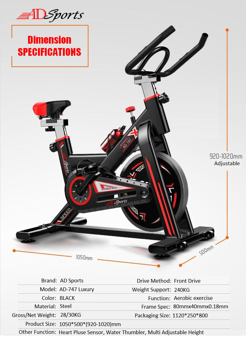 AD Sports AD-747 Luxury Top Home Gym / Fitness Quality Swing Spinning Exercise Bike / Cycling Bike Equipment