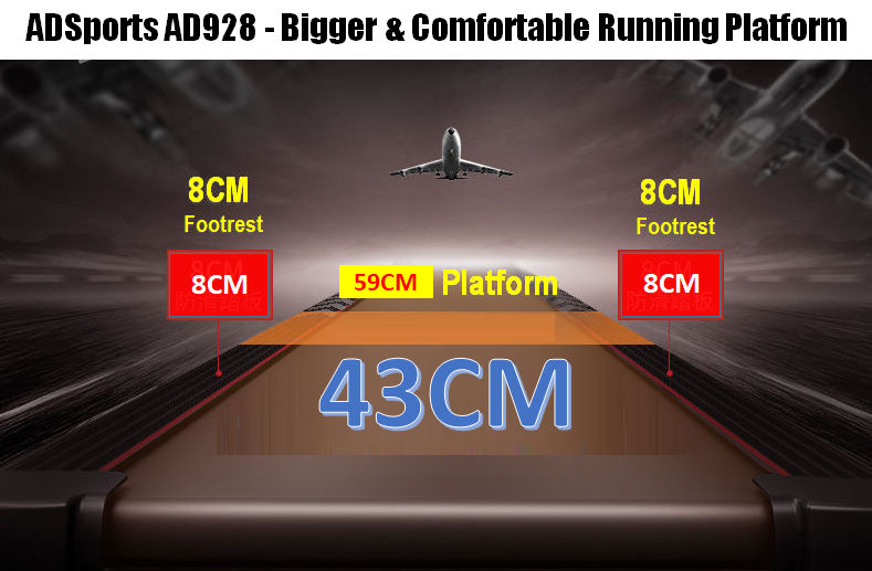 4.0HP ADSports AD928 Motorize Electric Treadmill Manual/Auto Electric Incline Decline 59CM Wide Running Platform With Auto Refueling System & 4 Ways Spring Shock Absorption Damping System