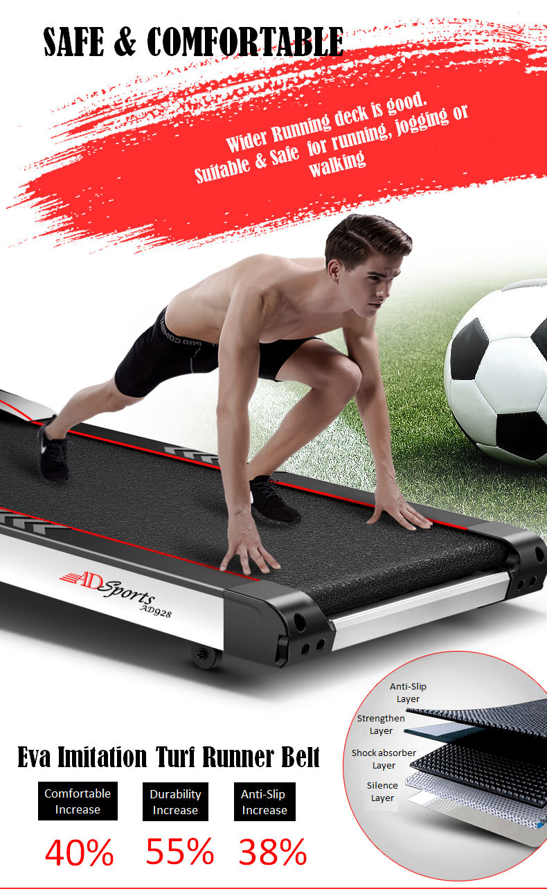 4.0HP ADSports AD928 Motorize Electric Treadmill Manual/Auto Electric Incline Decline 59CM Wide Running Platform With Auto Refueling System & 4 Ways Spring Shock Absorption Damping System