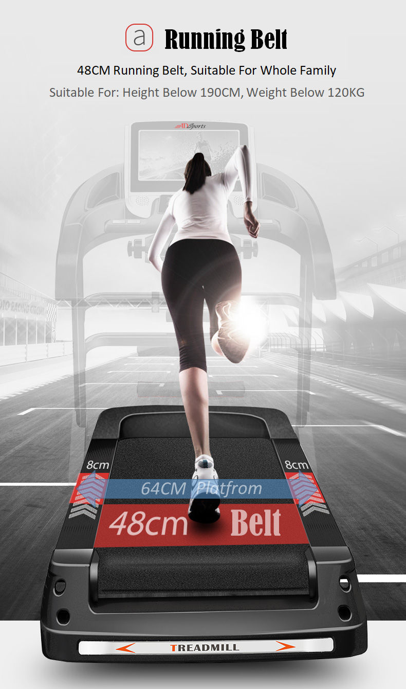 4.5HP ADSports AD980 10inch (Color Touch Screen) / 5inch (Blue Screen) Motorize Electric Treadmill 15 Levels Auto Electric Inclination, 64CM Wide Running Platform With Auto Refueling System & 4 Ways Spring Shock Absorption Damping System