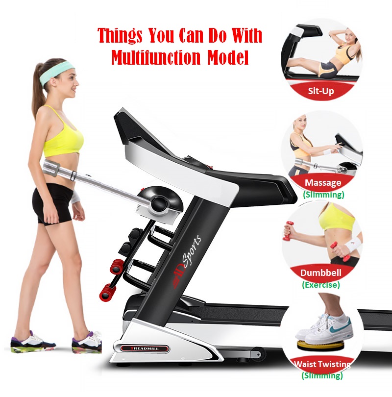 4.5HP ADSports AD980 10inch (Color Touch Screen) / 5inch (Blue Screen) Motorize Electric Treadmill 15 Levels Auto Electric Inclination, 64CM Wide Running Platform With Auto Refueling System & 4 Ways Spring Shock Absorption Damping System