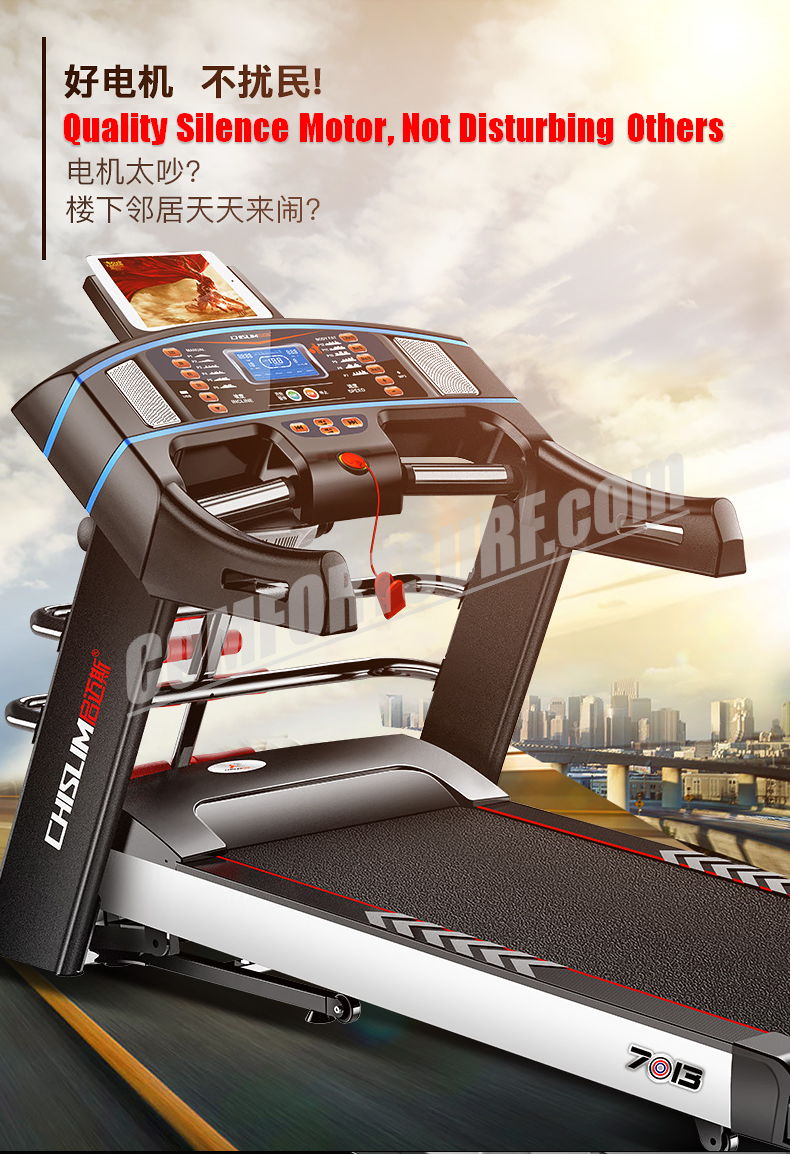 4.0HP Chislim 7013 Electric Auto Incline Decline Treadmill 62CM Wide Running Platform With Auto Refueling System & 4Ways Shock Absorption Damping System