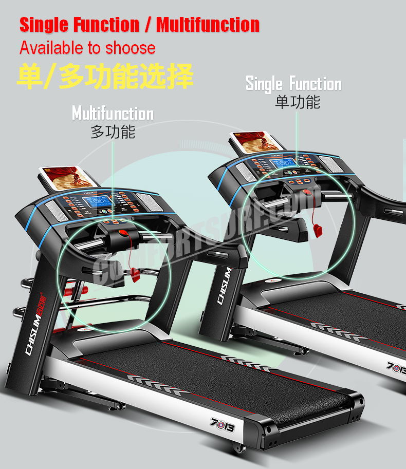 4.0HP Chislim 7013 Electric Auto Incline Decline Treadmill 62CM Wide Running Platform With Auto Refueling System & 4Ways Shock Absorption Damping System