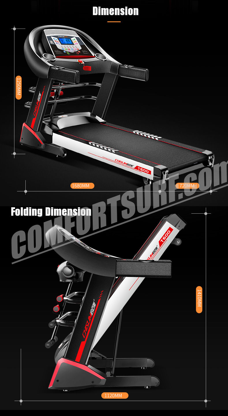 4.0HP Chislim T600D (D series) Electric Treadmill 62CM Wide Running Platform With Auto Refueling System & Four Drive Shock Absorption  Damping System