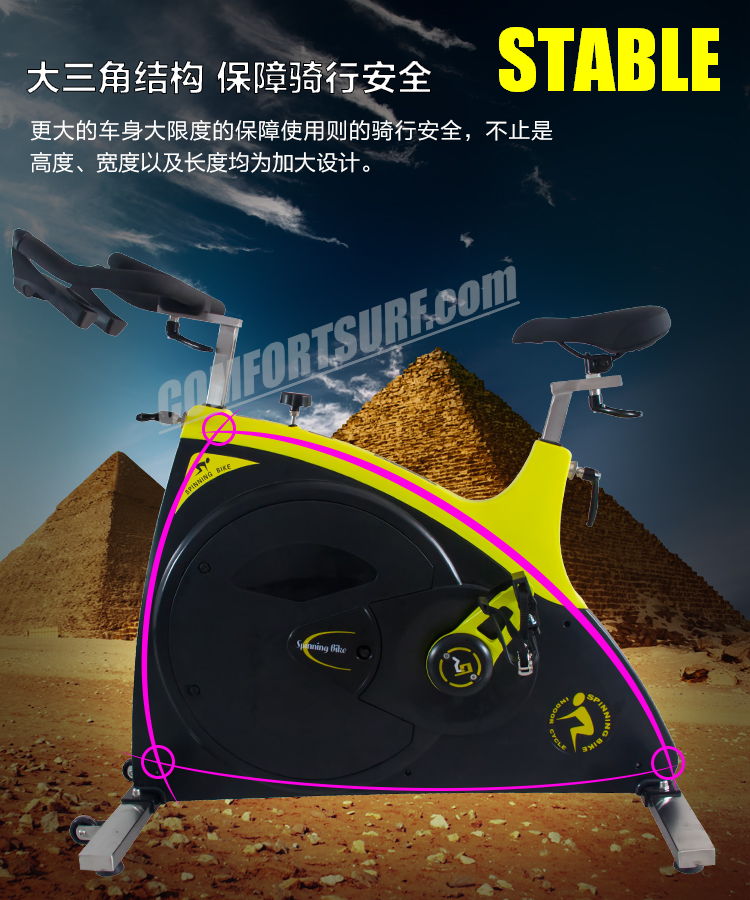 Commercial GYM Room Spinning Exercise Bike 23KG Flywheel, 68KG Stainless Steel Body Frame Multi Adjustable Stable Elegant Design Bicycle Exercise Bike