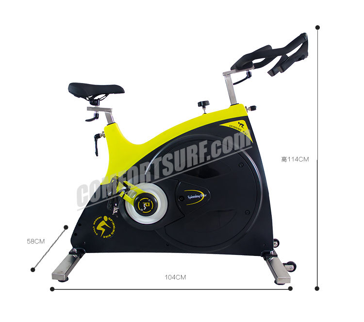 Commercial GYM Room Spinning Exercise Bike 23KG Flywheel, 68KG Stainless Steel Body Frame Multi Adjustable Stable Elegant Design Bicycle Exercise Bike