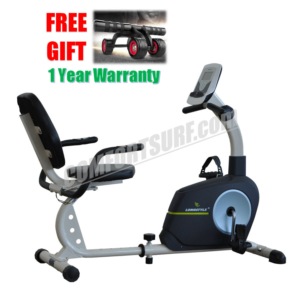 LongStyle BC66013 Recumbent Fitness Stationary Exercise Bike with Display Monitoring Heart Pluse Sensor Exercise Bicycle Cardio Workout Indoor Cycling Best For Elderly