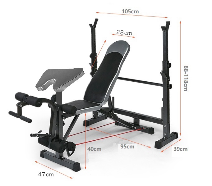 F1 Professional Multifunction Gym Fitness Sit Up Dumbbell FID Bicep Leg Curl Bench Chair