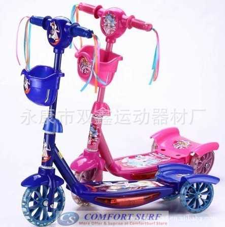 Quality 3 Wheel Micro Scooter - With Build in Music and LED Flashing Light & Basket -