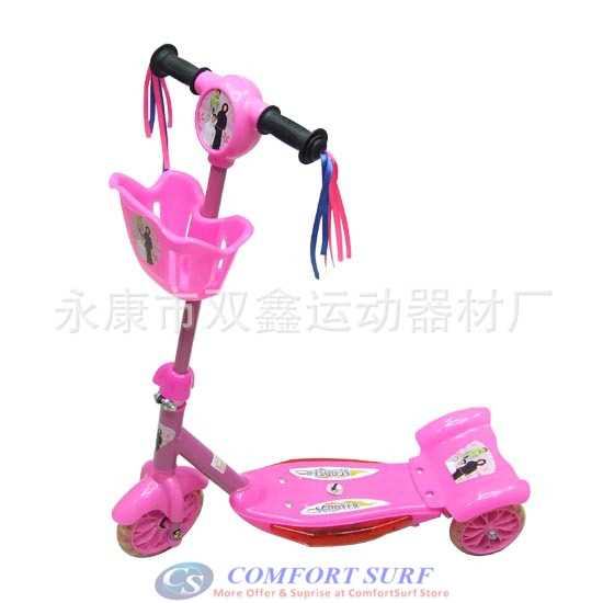 Quality 3 Wheel Micro Scooter - With Build in Music and LED Flashing Light & Basket -