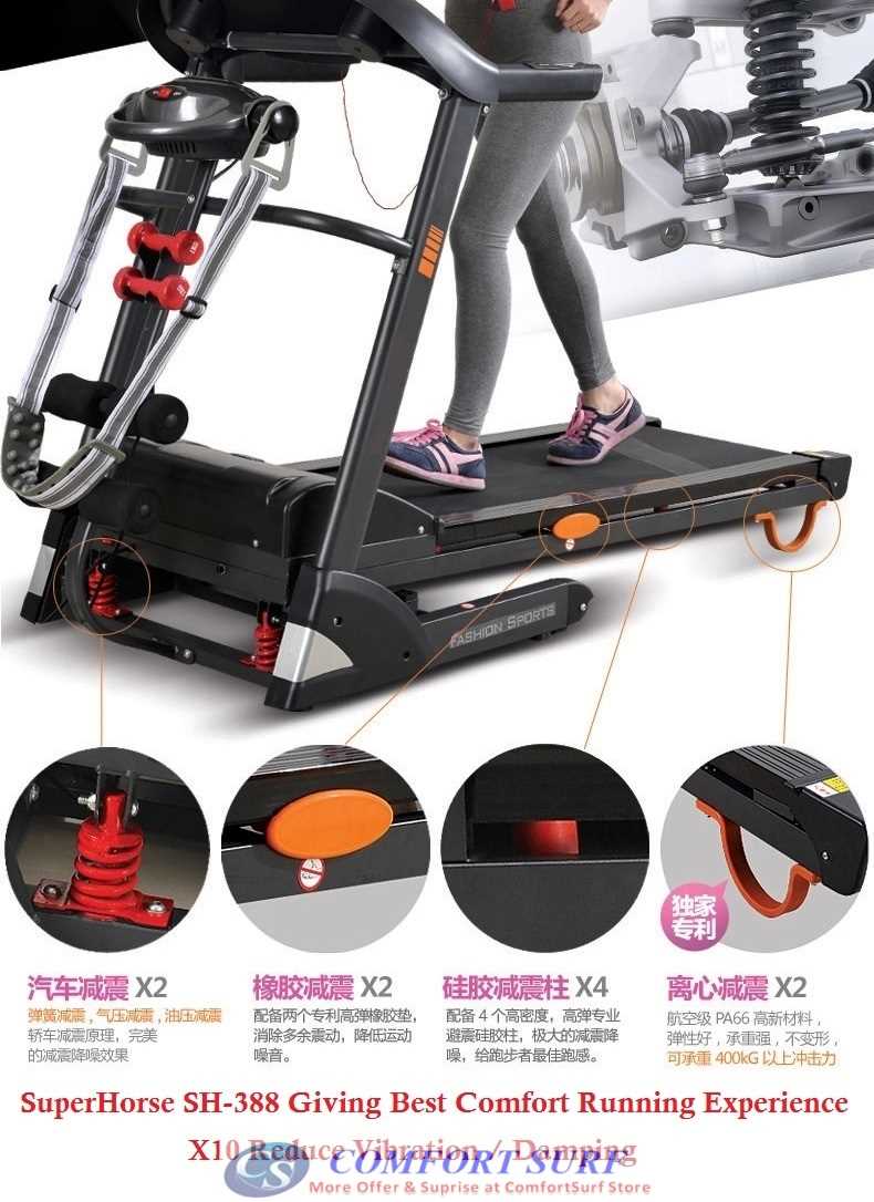 Genuine SuperHorse SH-388 Multifunction Treadmill 3.0HP With Electric Incline Decline Home Fitness Gym Running Walking Equipment