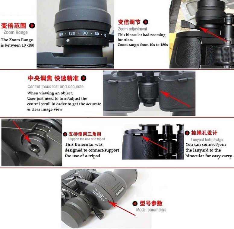 Bushnell Binocular 10-180x100 HD High-Powered Magnification Night Vision Zoom