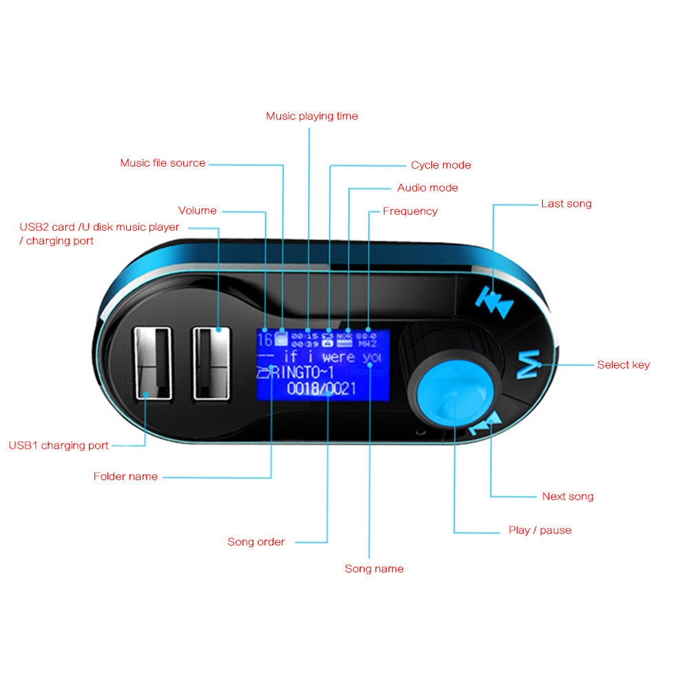 Wireless Bluetooth Car Kit MP3 Player FM Transmitter Modulator USB SD MMC LCD with Remote Control